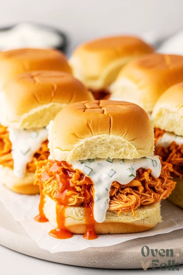 Buffalo Chicken Sliders (No-Soggy Bun Method!)